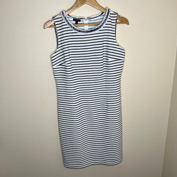 Talbots Navy White Striped Sleeveless Shift Dress 4 - Picture 1 of 10